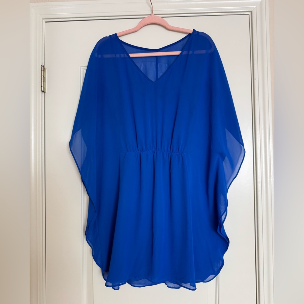 Express Royal Blue sheet overlay dress